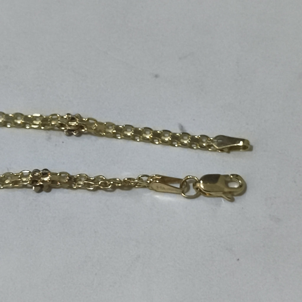 PULSERA ESPECIAL C FLORES 14K 18 CM 2.9 GR (NUEVO)