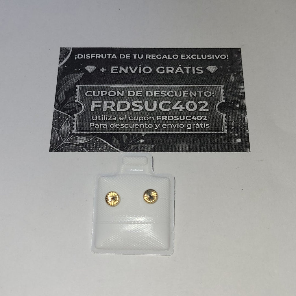 BROQUELES BROQUEL FIG BOTON RAYADO 14K 0.1577 GR (NUEVO)