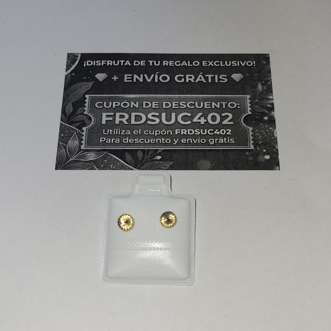 BROQUELES BROQUEL FIG BOTON RAYADO 14K 0.1577 GR (NUEVO)