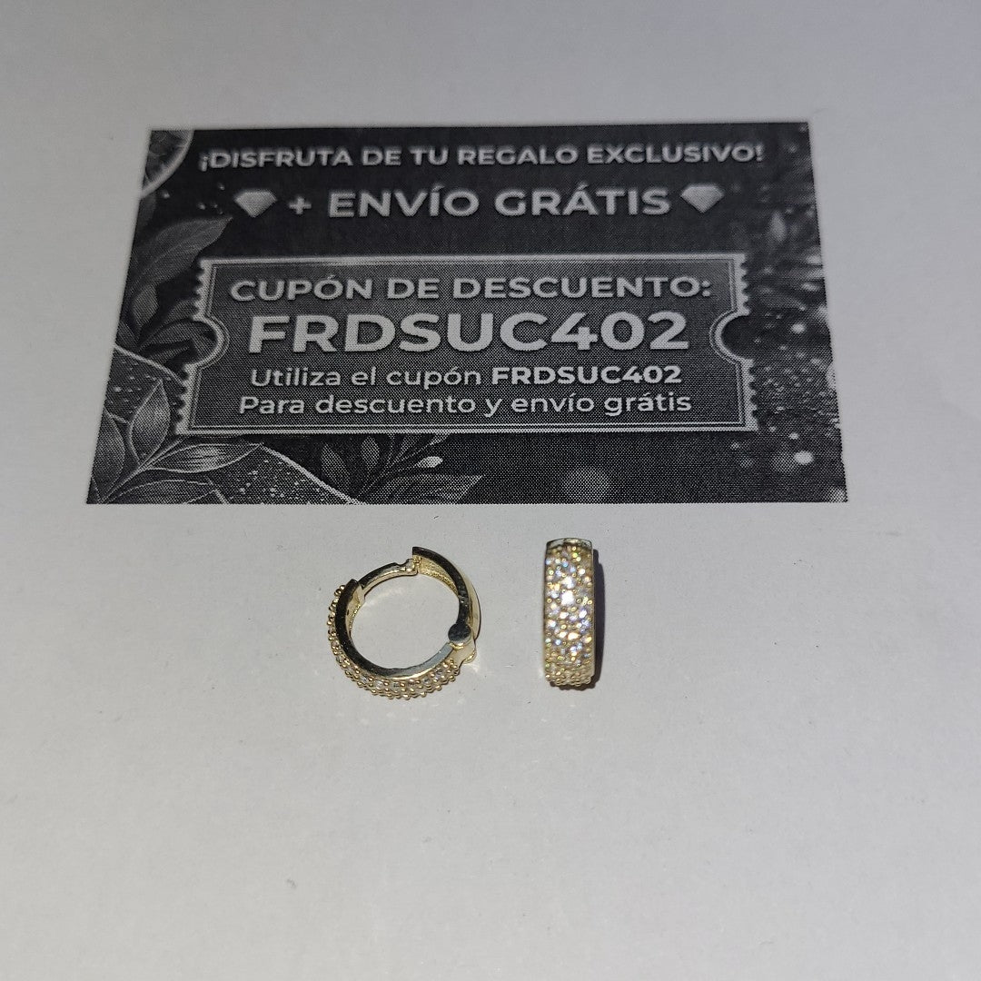 ARETES HUGGIE CON CIRCONIAS 14K 2.1 GR (NUEVO)