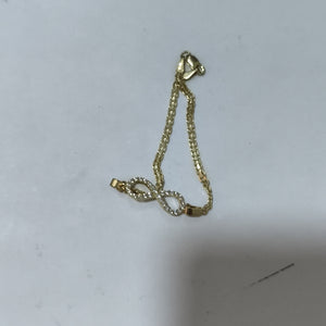 PULSERA TEJIDO ESPECIAL CON INFINITO Y CIRCONIAS 14K 18 CM 3.3 GR (NUEVO)