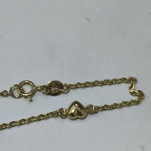 PULSERA TEJIDO ESPECIAL CON CORAZONES 14K 18 CM 1.7 GR (NUEVO)