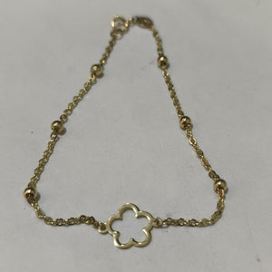 PULSERA TEJIDO ESPECIAL CON FLOR 14K 18 CM 1.6 GR (NUEVO)