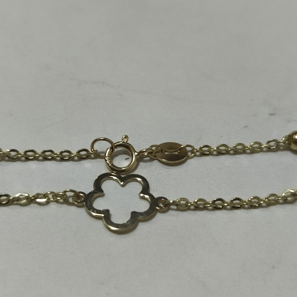PULSERA TEJIDO ESPECIAL CON FLOR 14K 18 CM 1.6 GR (NUEVO)