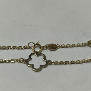 PULSERA TEJIDO ESPECIAL CON FLOR 14K 18 CM 1.6 GR (NUEVO)