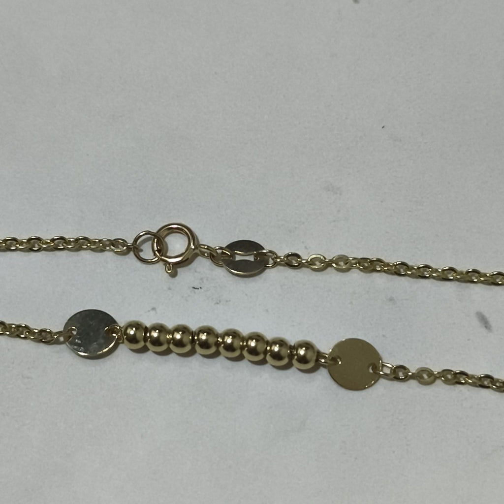 PULSERA TEJIDO ESPECIAL CON BOLITAS 14K 18 CM 1.8 GR (NUEVO)