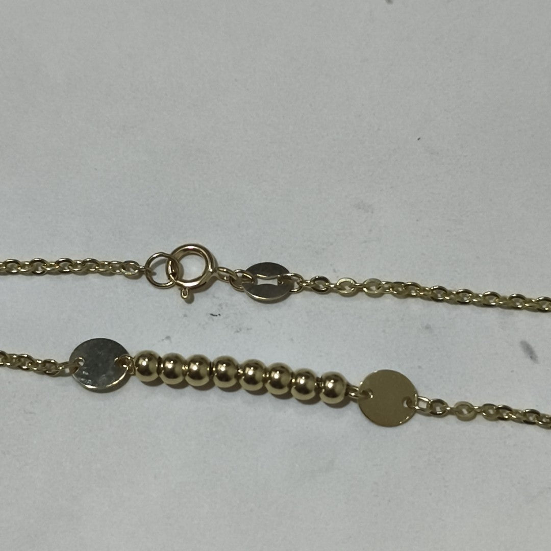 PULSERA TEJIDO ESPECIAL CON BOLITAS 14K 18 CM 1.8 GR (NUEVO)