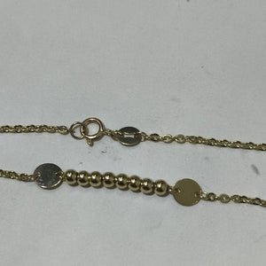 PULSERA TEJIDO ESPECIAL CON BOLITAS 14K 18 CM 1.8 GR (NUEVO)