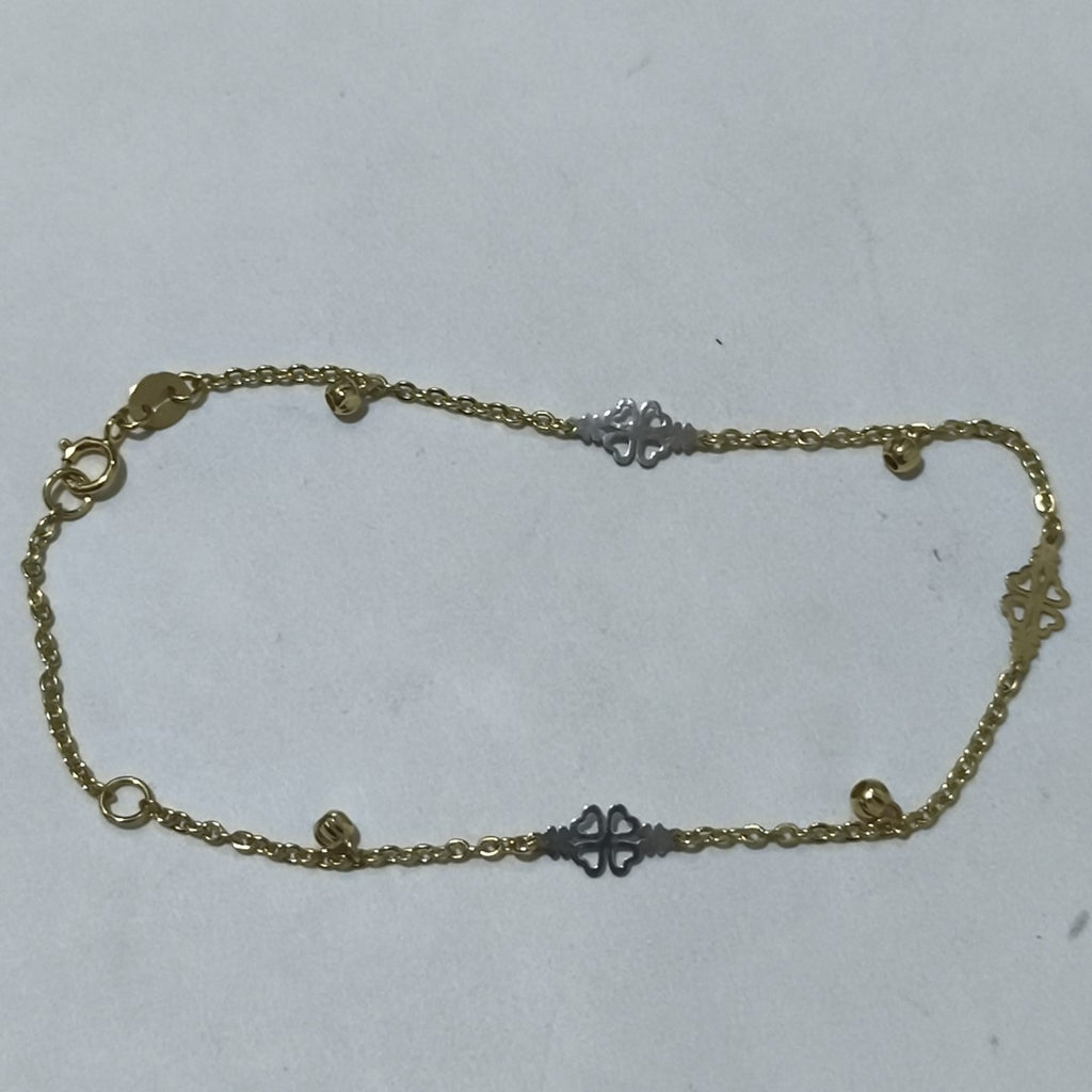 PULSERA ESPECIAL CON TREBOL 14K 18 CM 1.9 GR (NUEVO)