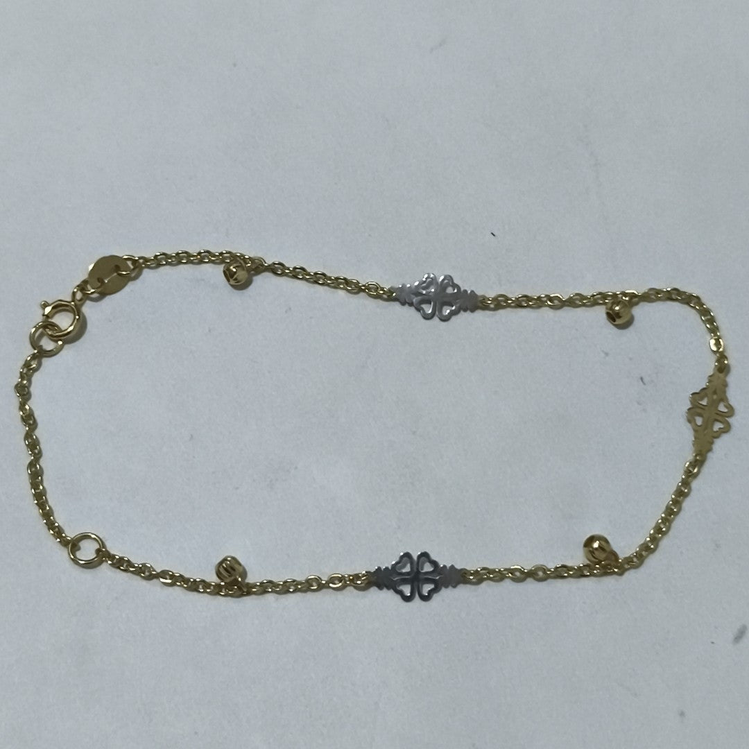 PULSERA ESPECIAL CON TREBOL 14K 18 CM 1.9 GR (NUEVO)