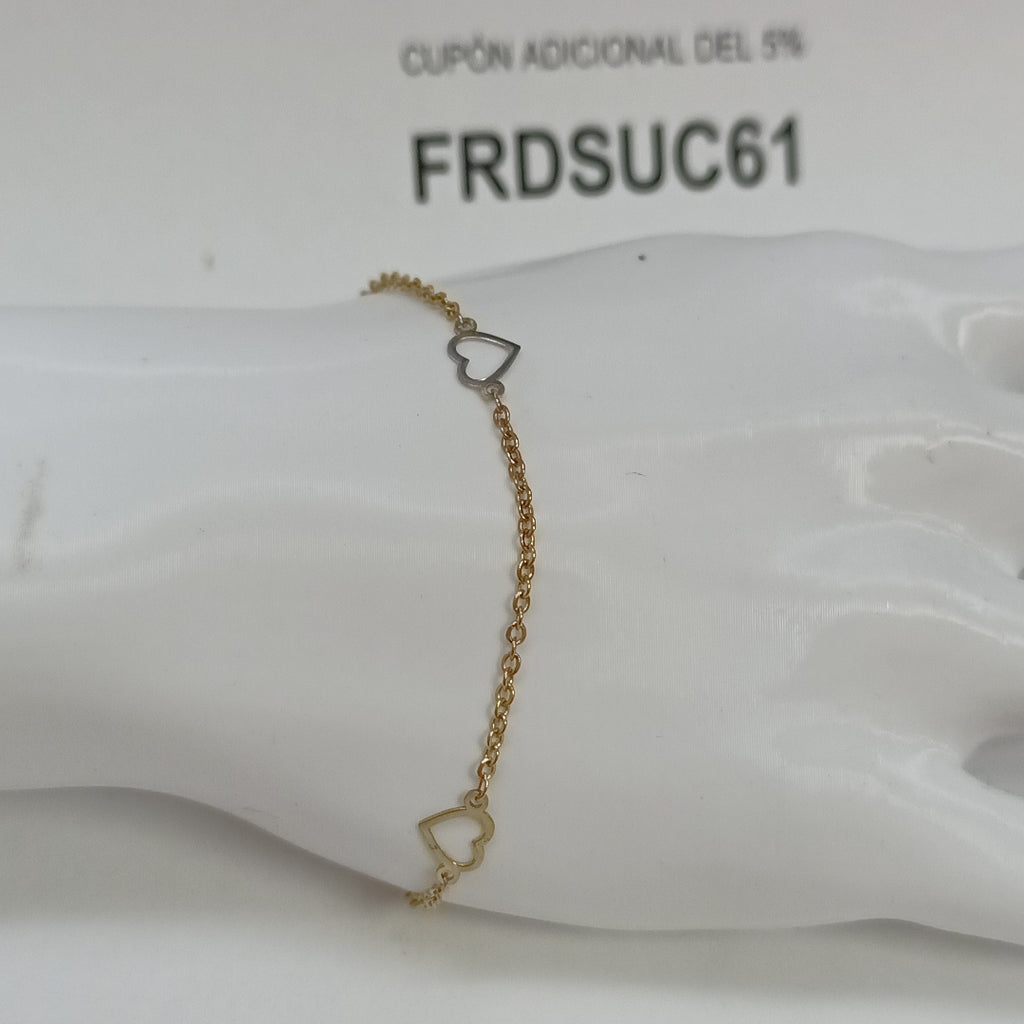 PULSERA ESPECIAL CON CORAZONES 10K 18 CM 1.2 GR (NUEVO)