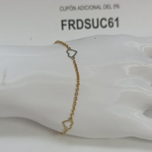 PULSERA ESPECIAL CON CORAZONES 10K 18 CM 1.2 GR (NUEVO)