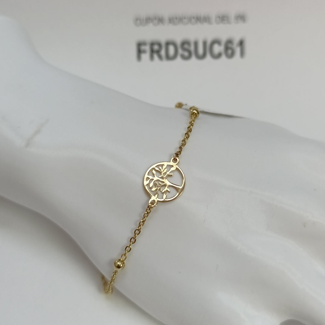 PULSERA TEJIDO ESPECIAL ARBOL 14K 18 CM 1.8 GR (NUEVO)