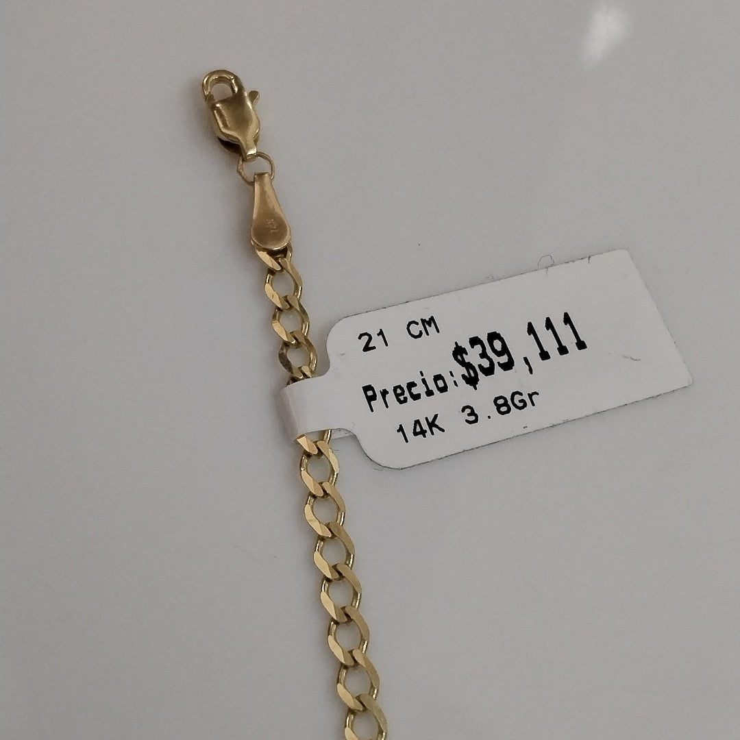 PULSERA TEJIDO BARBADA 14K 21 CM 3.8 GR (NUEVO)