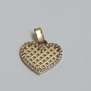 DIJE TEJIDO CORAZON CON CERCO DE CIRCONIAS 14K 1.2 GR (NUEVO)
