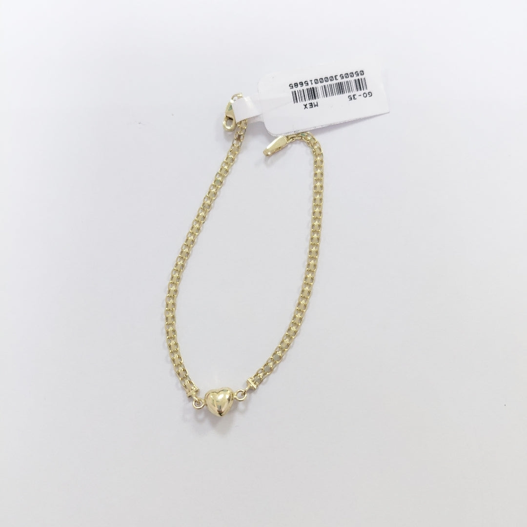 PULSERA ESPECIAL C CORAZON 14K 18 CM 2.7 GR (NUEVO)