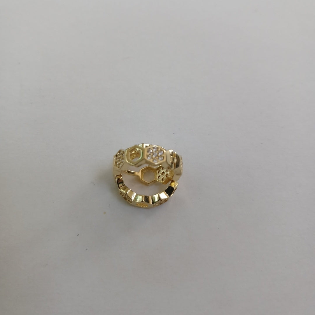 ARETES HUGGIES HEXAGONALES C CIRCONIAS 14K 2.7 GR (NUEVO)