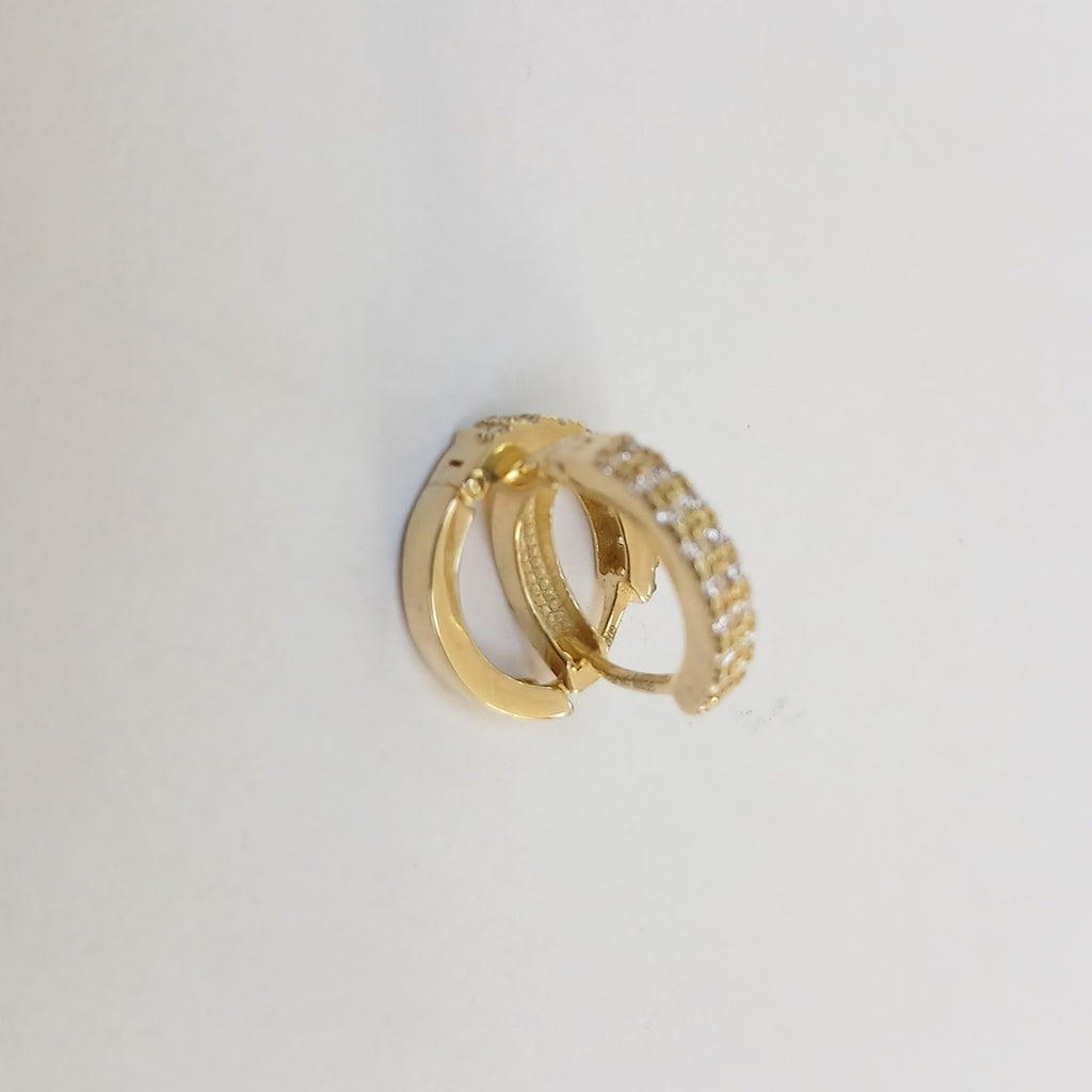 ARETES HUGGIES C CIRCONIAS 14K 1.7 GR (NUEVO)