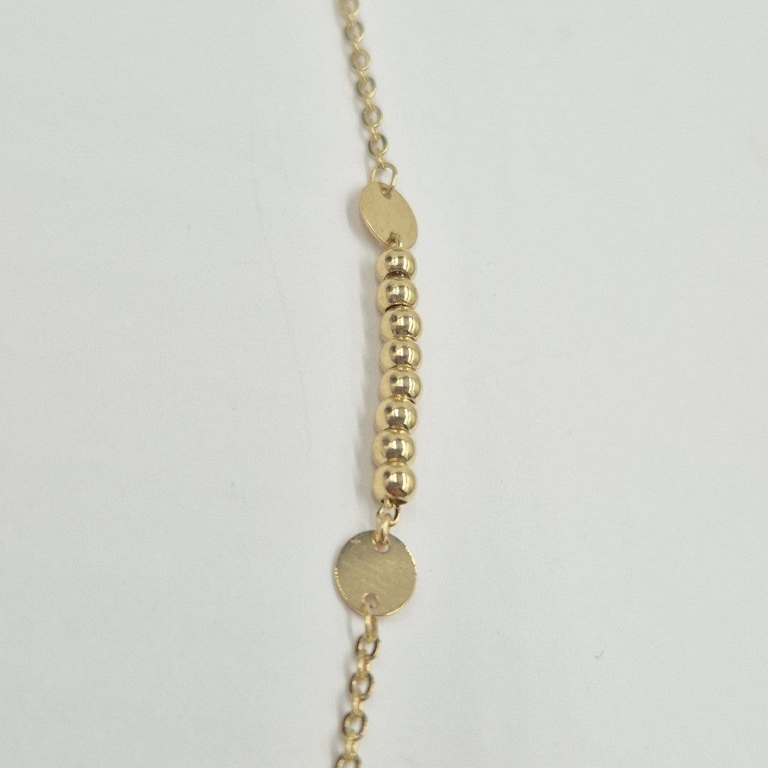 PULSERA TEJIDO ESPECIAL CON BOLITAS 14K 18 CM 1.8 GR (NUEVO)