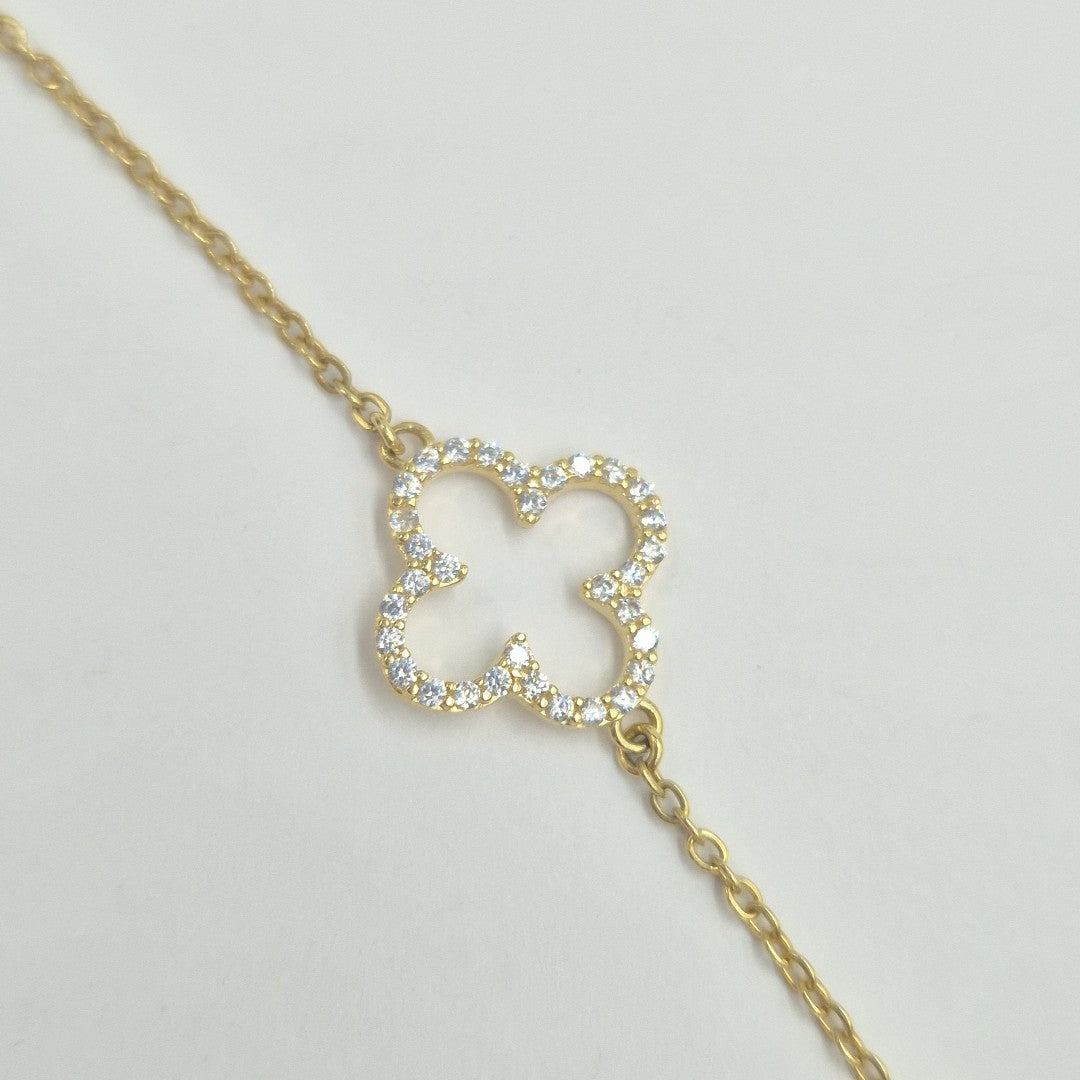 PULSERA TEJIDO ESPECIAL C CIRCONIAS 14K 18 CM 1.8 GR (NUEVO)