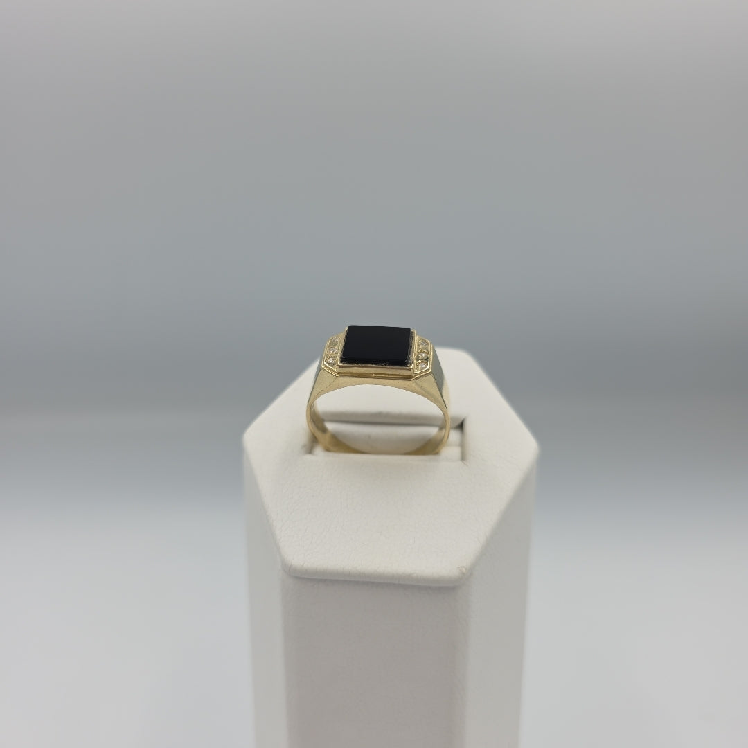 ANILLOS CON ONIX Y CIRCONIAS 10K TALLA 10 3.8 GR (NUEVO)