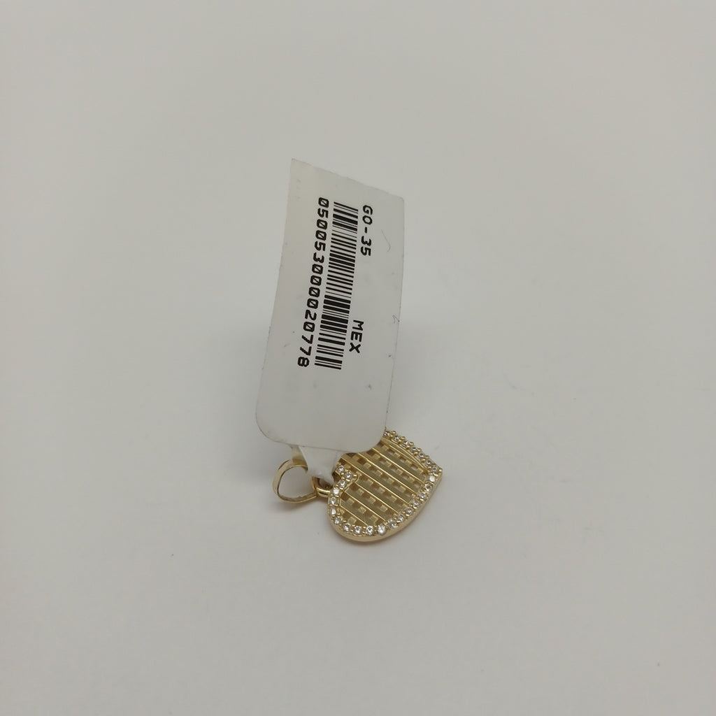 DIJE TEJIDO CORAZON CON CERCO DE CIRCONIAS 14K 1.2 GR (NUEVO)