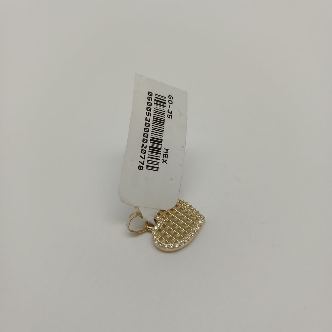 DIJE TEJIDO CORAZON CON CERCO DE CIRCONIAS 14K 1.2 GR (NUEVO)