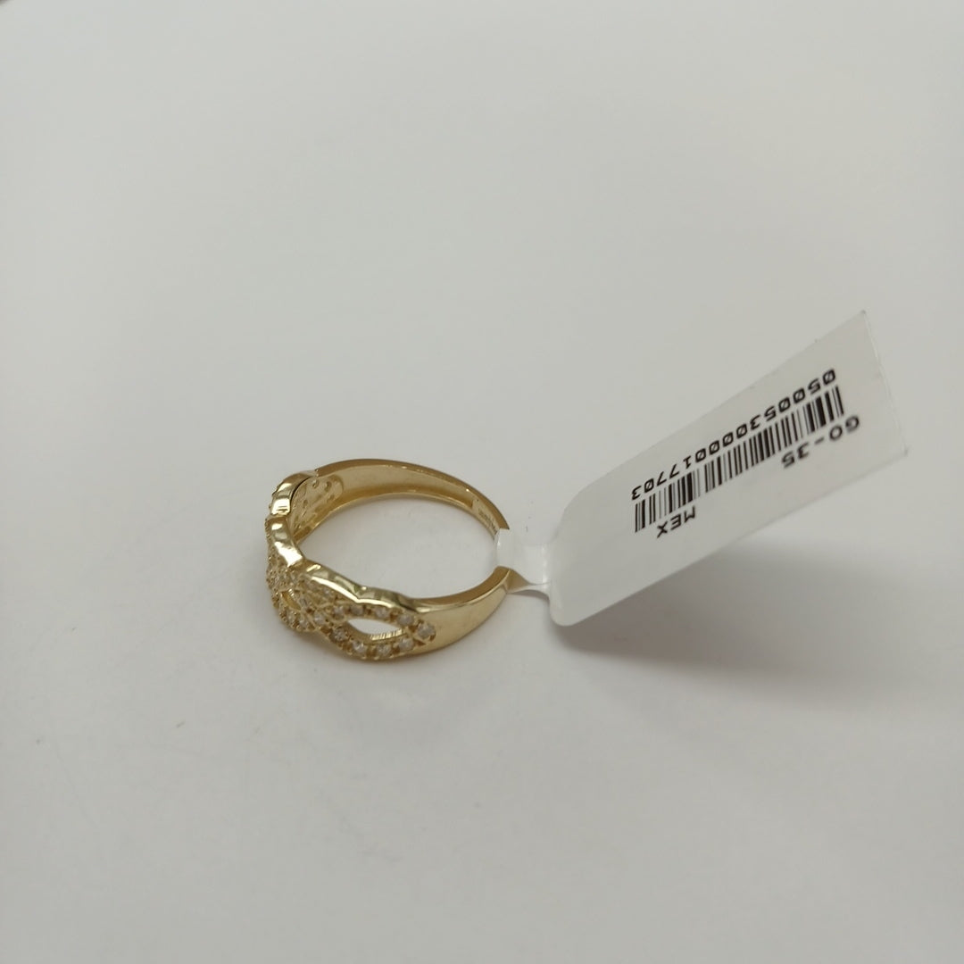 ANILLOS TRENZADO CON CIRCONIAS 14K TALLA 7 2.4 GR (NUEVO)