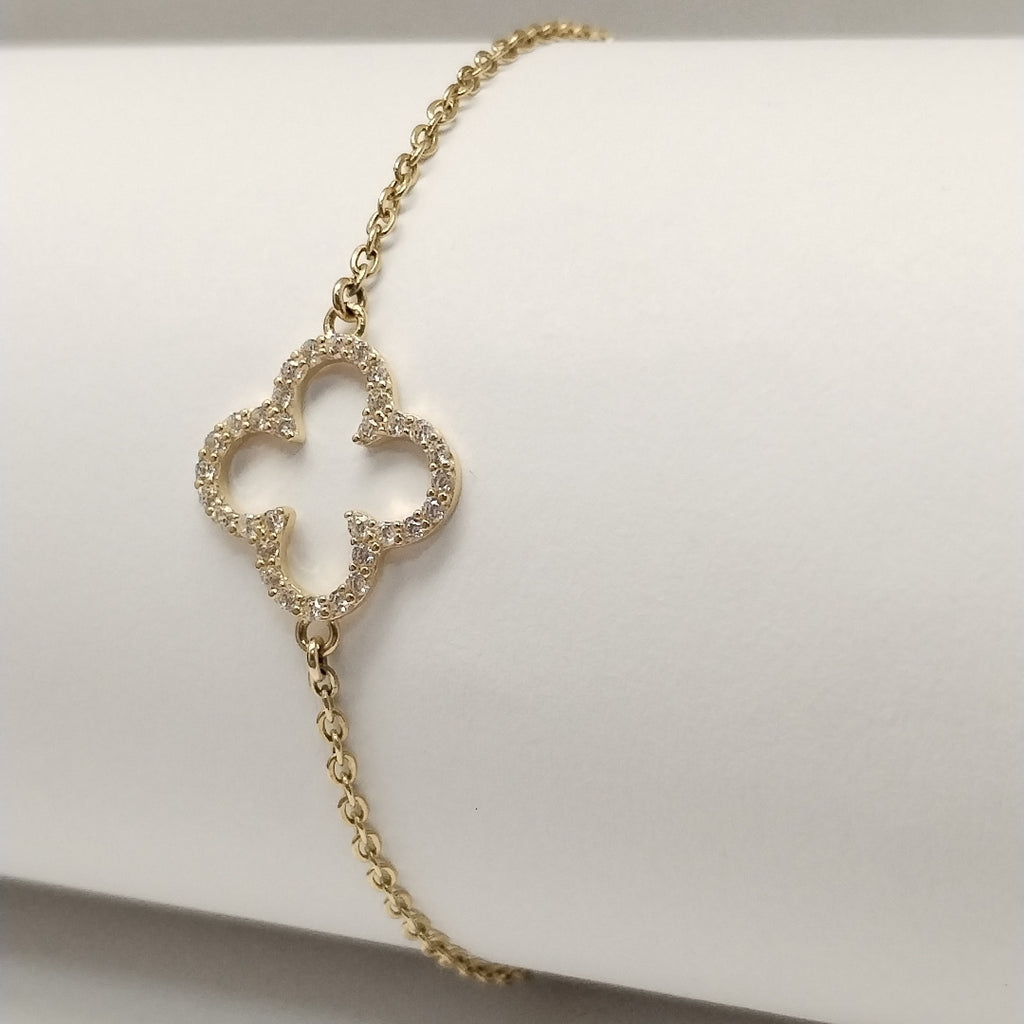 PULSERA TEJIDO ESPECIAL C CIRCONIAS 14K 18 CM 1.8 GR (NUEVO)