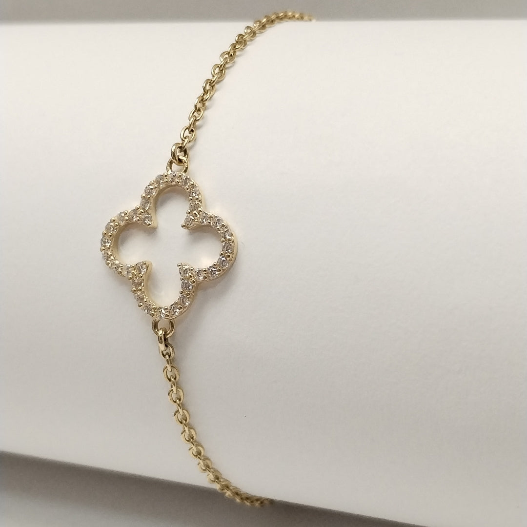PULSERA TEJIDO ESPECIAL C CIRCONIAS 14K 18 CM 1.8 GR (NUEVO)