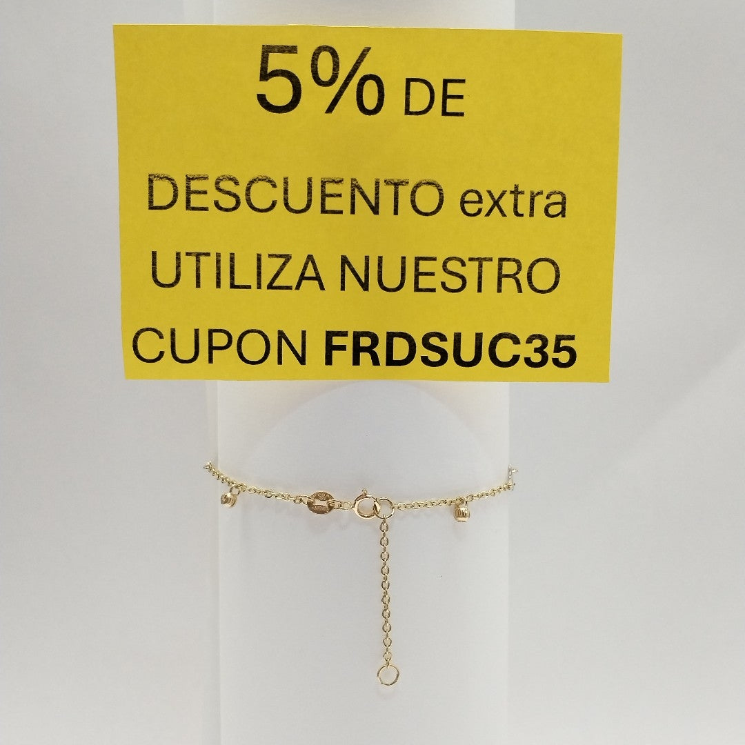 PULSERA ESPECIAL CON TREBOL 14K 18 CM 1.8 GR (NUEVO)