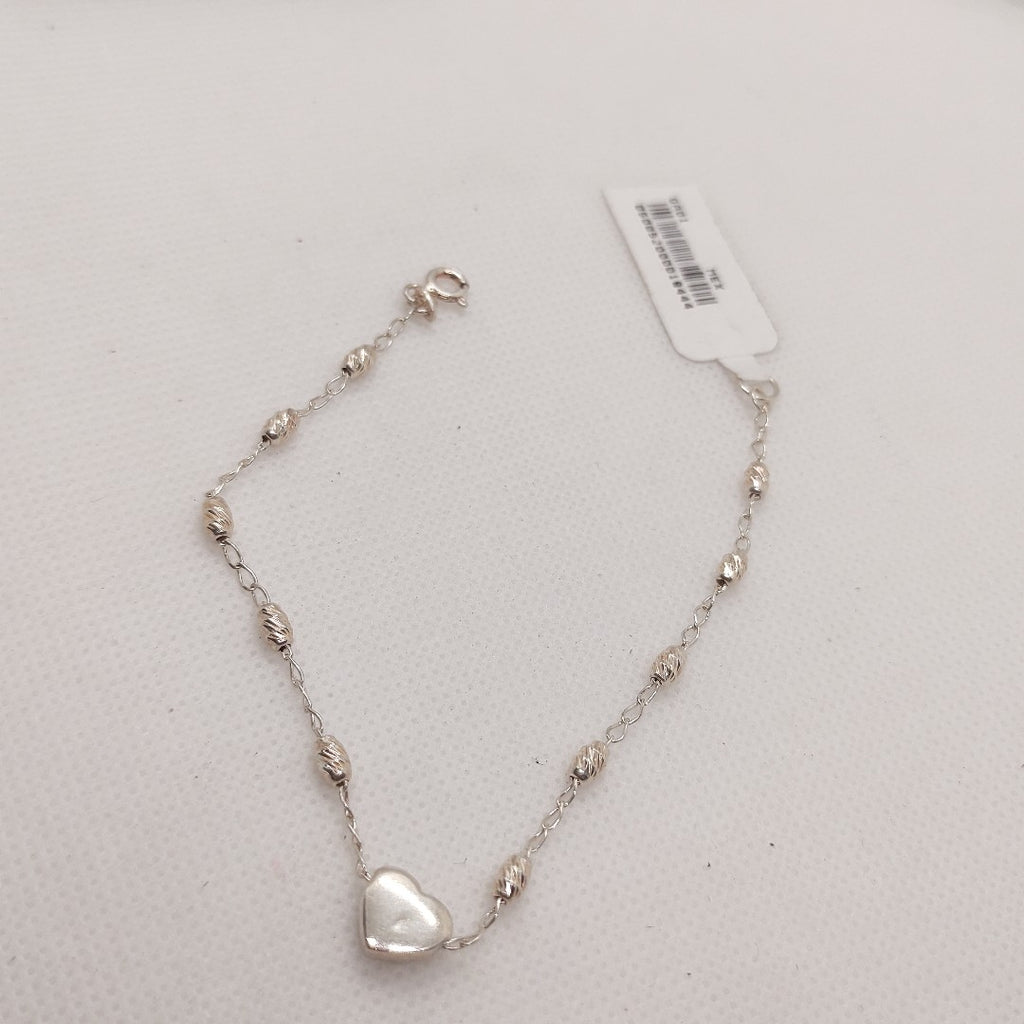PULSERA TEJIDO CORAZON PLATA .925 18 CM 3.3 GR (NUEVO)