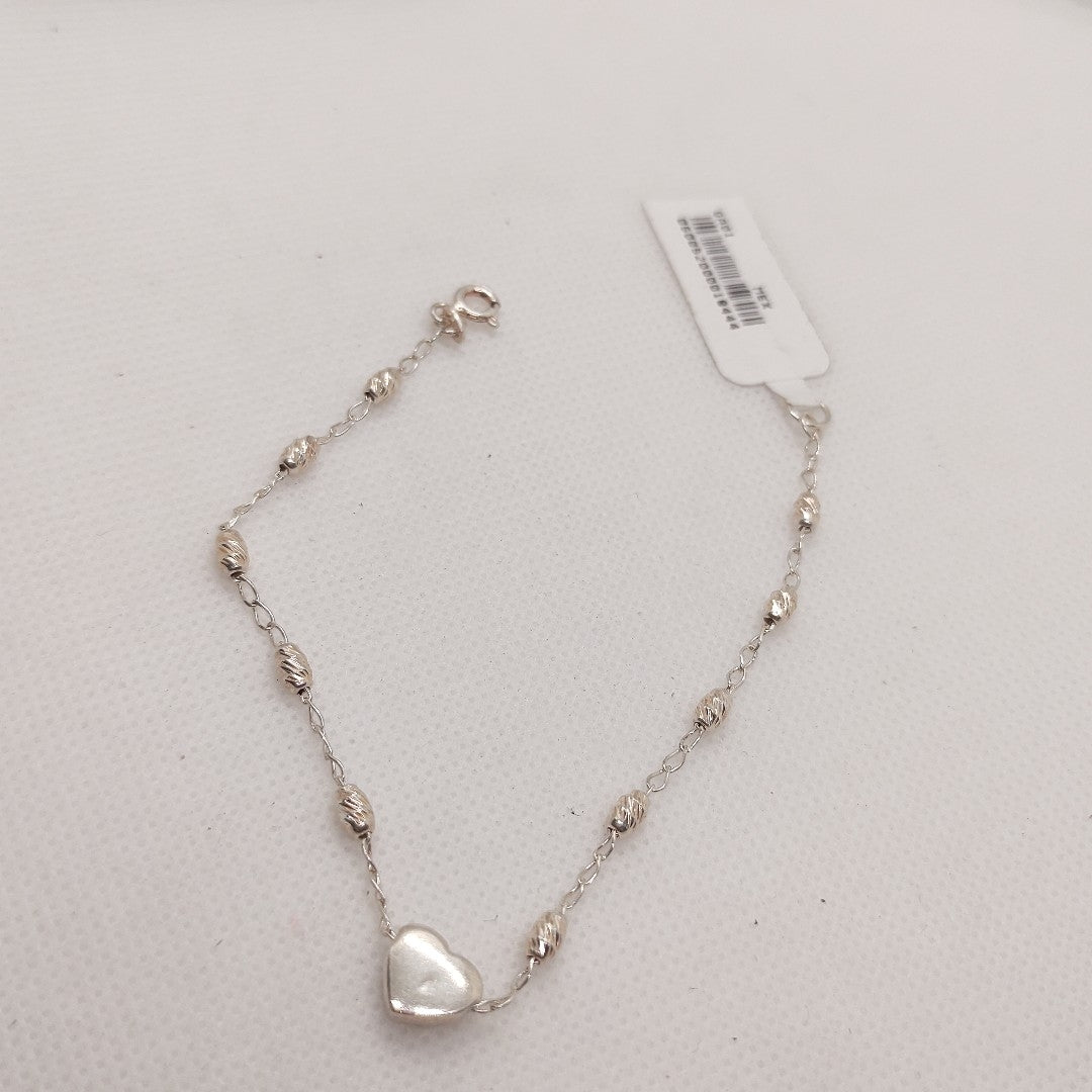 PULSERA TEJIDO CORAZON PLATA .925 18 CM 3.3 GR (NUEVO)