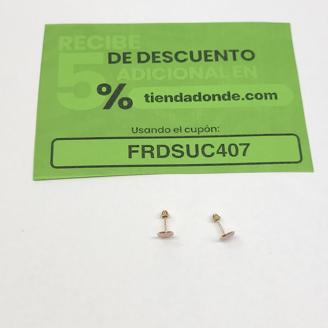 BROQUELES BROQUEL FIG SONRISA ESMALTE ROSA 14K 0.1696 GR (NUEVO)