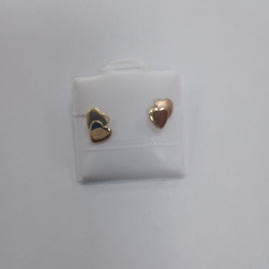 BROQUELES BROQUEL CORAZON DOBLE 14K 0.2171 GR (NUEVO)