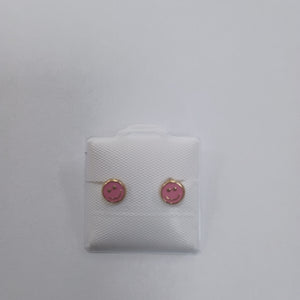 BROQUELES BROQUEL FIG SONRISA ESMALTE ROSA 14K 0.1696 GR (NUEVO)