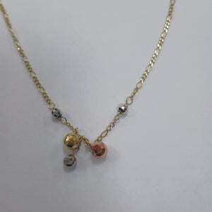 CADENA GARGANTILLA 3X1 CON ESFERAS COMBINADAS 14K 45 CM 3.1 GR (NUEVO)
