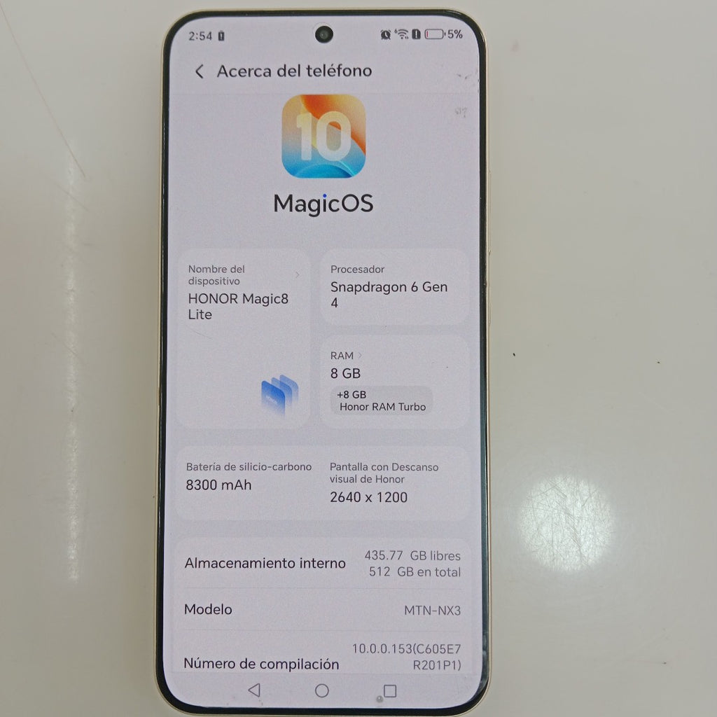 CELULAR HONOR MAGIC 8 LITE MTN-NX3 (2025) 512 GB 8 GB RAM (SEMINUEVO)