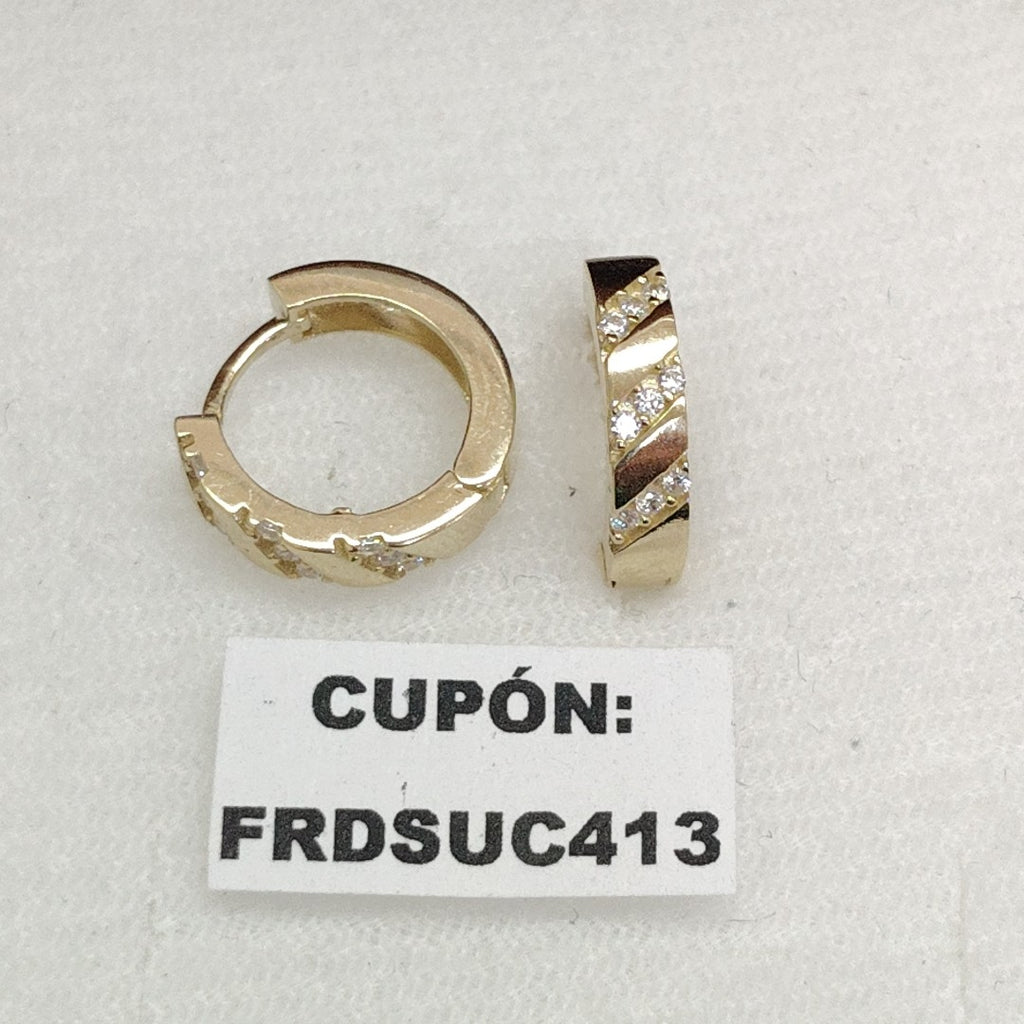 ARETES HUGGIES CON CIRCONIAS 14K 2.2 GR (NUEVO)