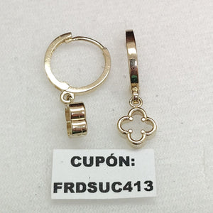 ARETES ARRACADAS CON DIJE 14K 2.4 GR (NUEVO)