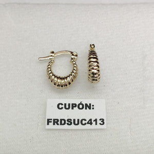 ARETES ARRACADA ESTRIADAS 14K 1.1 GR (NUEVO)