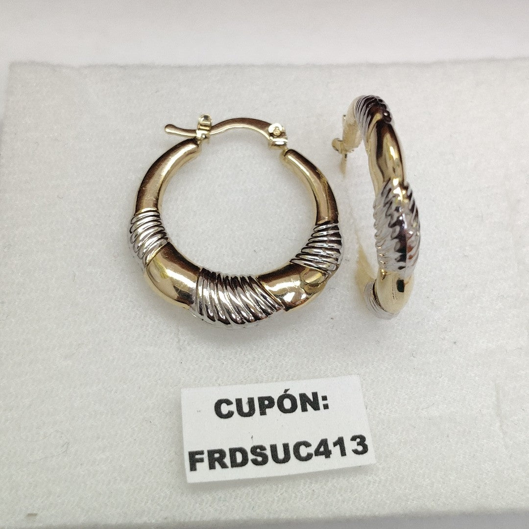 ARETES ARRACADAS HUECAS COMBINADAS 14K 2.6 GR (NUEVO)