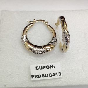 ARETES ARRACADAS HUECAS COMBINADAS 14K 2.6 GR (NUEVO)