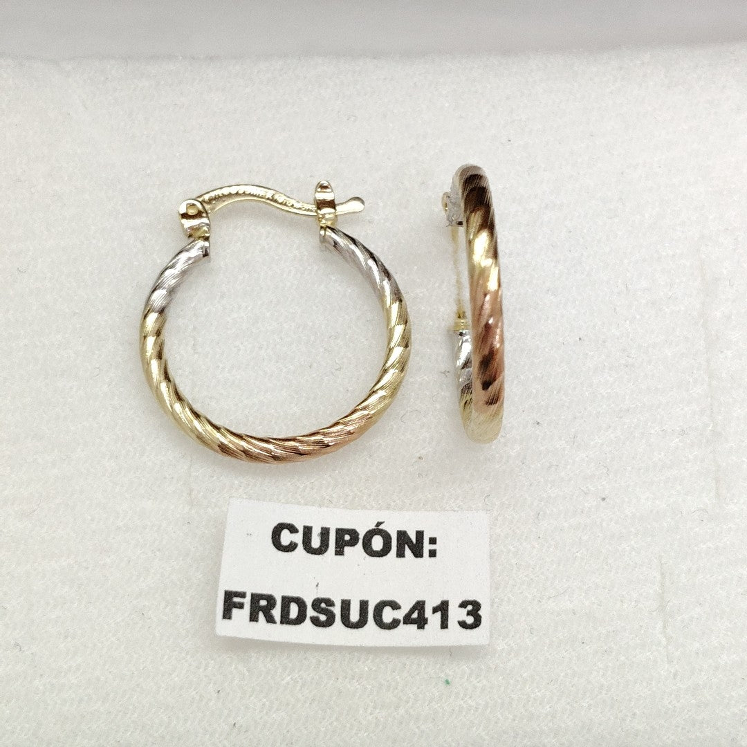 ARETES TEJIDO ARRACADAS TZL COMBINADAS 14K 1.8 GR (NUEVO)