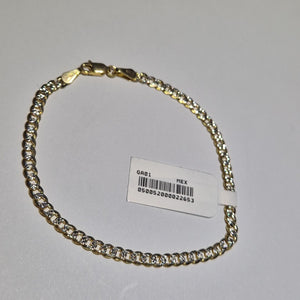 PULSERAS TEJIDO BARBADA DIAMANTADA ORO 14K 21 CM 5.1 GR (NUEVO)