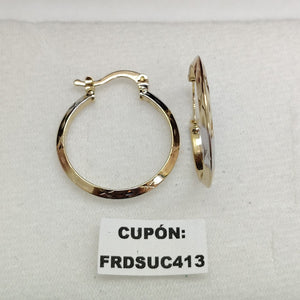 ARETES TEJIDO ARRACADAS BISELADAS COMBINADAS 14K 1.3 GR (NUEVO)