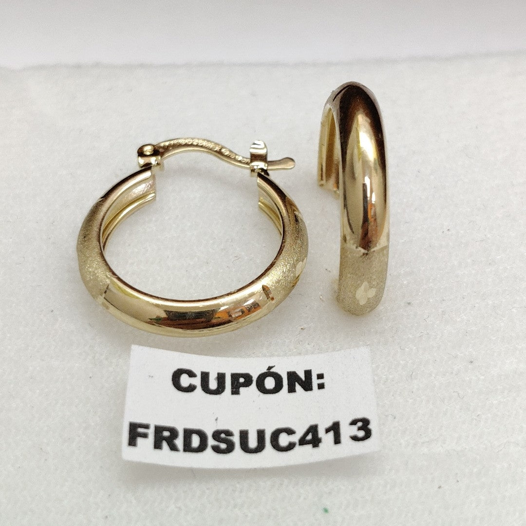 ARETES TEJIDO ARRACADA SATINADA 14K 2.5 GR (NUEVO)