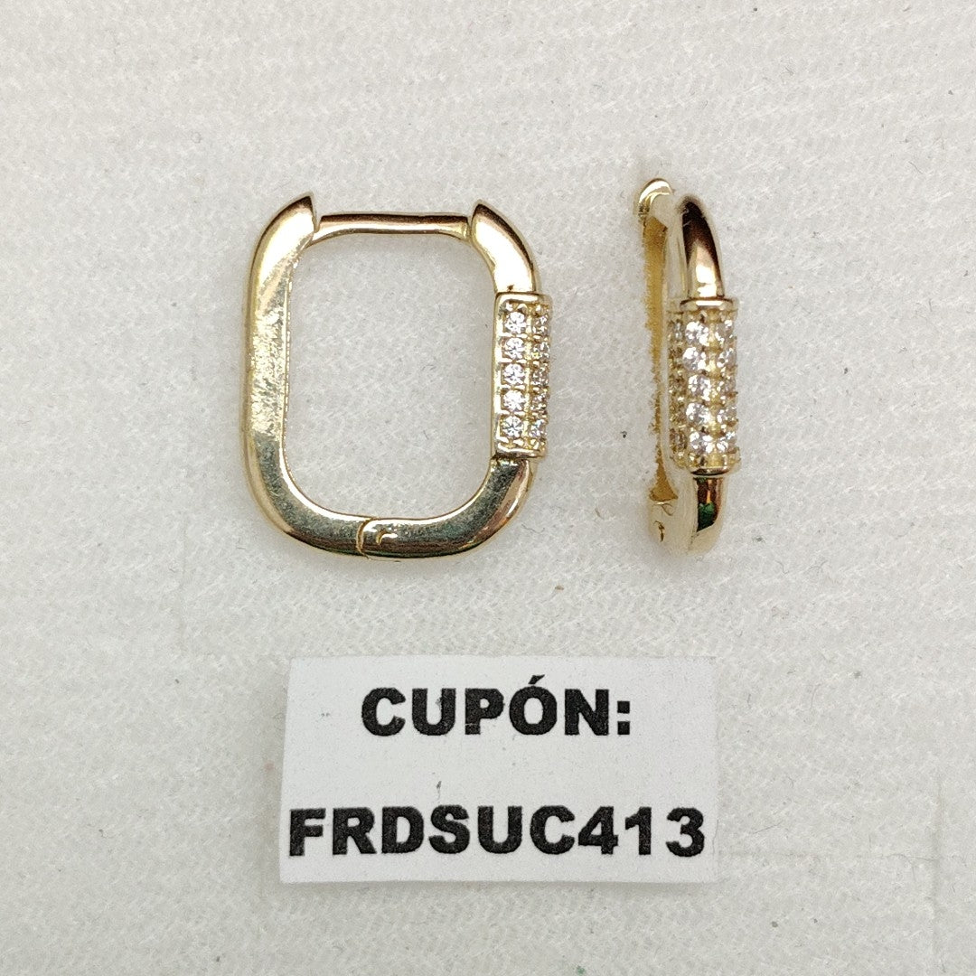 ARETES HUGGIES OVALADA C CIRCONIAS 14K 2.4 GR (NUEVO)
