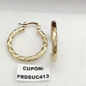 ARETES TEJIDO ARRACADA LABRADA 14K 2.7 GR (NUEVO)