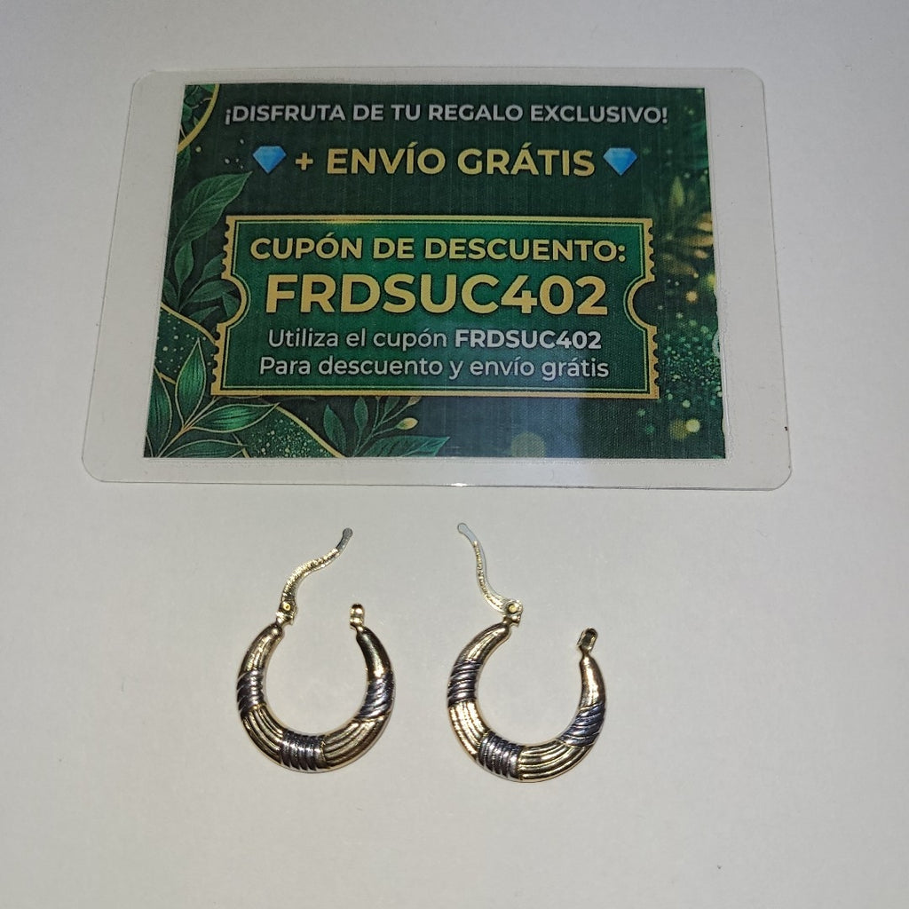 ARETES TEJIDO ARRACADAS COMBINADAS HUECAS 14K 1.9 GR (NUEVO)